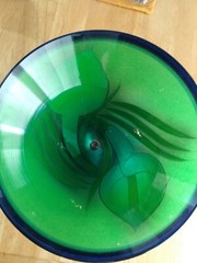 Hand Painted Blown Glass Calla Lily XL Martini Glass Fruit Bowl Or Planter Mexic