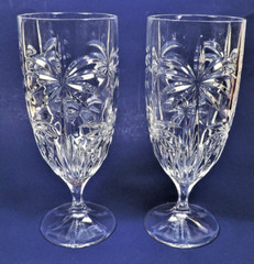 2 GODINGER SHANNON SOUTH BEACH PALM TREE ICED BEVERAGE GLASSES / GOBLETS (MINT)