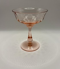 Vintage Fry Glass Pink 💕 Straight Optic 5 1/8″ Saucer Champagnes EUC Pretty