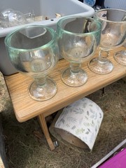 Vintage Big Heavy Bar Clear Glass Cocktail Goblet Barware (4.5 lbs.)5×8 Set Of4