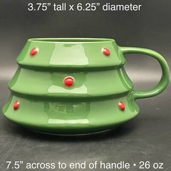Hallmark Stoneware Christmas Tree 2 Stacking Mugs with Lid 2022 China 10″ tall