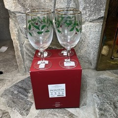 Lenox 849606 Holiday Set of 4 Iced Beverage Glasses Gold Rim 14oz Christmas
