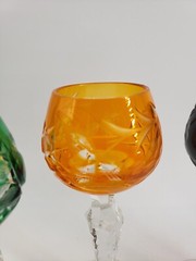 Vintage Lausitzer Multi-Color Cut to Clear Cordial Glass Set of 4