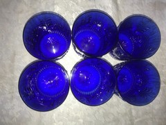 Set of 6 PILGRIM Glass ADAMS Cobalt DOUBLE OLD FASHION 16oz ROCK Whiskey TUMBLER