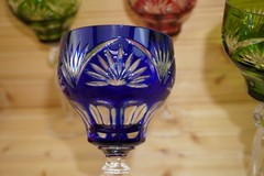5-Cut To Clear Wine Glasses, 7 7/8″ Green Blue Red Black (G50)