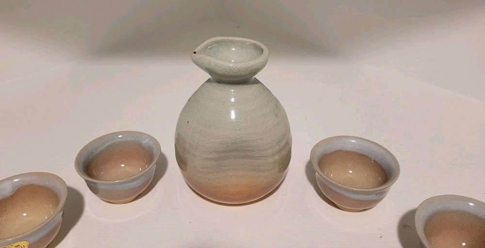 Japanese Sake Set Pottery Vintage