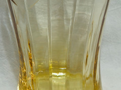 VTG Yellow Depression Glass Floral Etched Optic Panel Tumblers – Set of 2