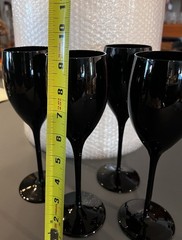 Set/4 Mikasa Amethyst Black 9″ TALL Wine Crystal Glasses MCM Vintage