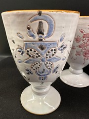 Set 4 – Moroccan Pottery Handmade Demnate Sale/Salet Incised Design Wine Goblets