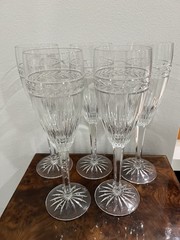 Set of 5 Waterford Laurel Crystal Champagne Flutes 8.5” Made in Ireland
