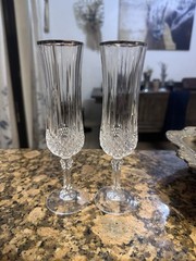 Cristal D’Arques champagne Flute Crystal glasses For With Silver Or Platinum Rim