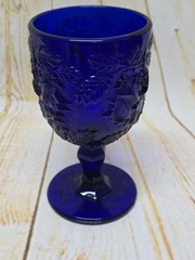 Blue Cobalt Madonna Inn Wild Rose Goblet Fenton Art Glass 6.5″