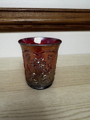 Carnival Glass Tumbler Field Flower Pattern Imperial Glass IG Red Iridescent