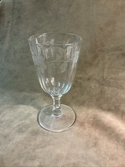 Victorian Cut Panel Design Vintage Grape Etched Water/Wine Goblet And Clear