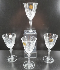 4 Cristal De Flandre Salzburg Wine Glasses Set Crystal Clear Stemware France Lot