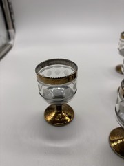 Vintage Culver Pisa Gold Footed Shot Glasses Set of 12 MCM 22K Liquor Barware