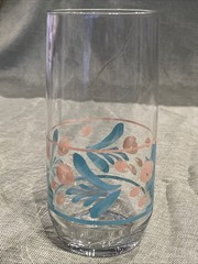 Vintage Floral Juice Glass Pink Blue Flower Tumbler Retro Barware