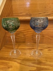 4 Nachtmann Traube Crystal Wine Hock Goblet -Green,Blue, Yellow burgundy ￼