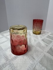 EAPG Hobbs Brockunier Amberina Inverted Thumbprint Tumblers ~ Set of 2