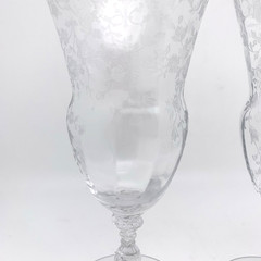 Set of 2 Cambridge Glass Etched Portia Clear Stemmed ICED TEA GOBLETS 7-1/2″H