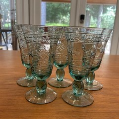 Vintage Set Of 5 studio nova adirondack green water goblets, Excellent Cond