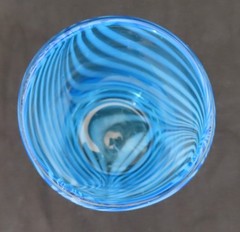Novica Hand Blown Glass Tumbler Blue White Whirling Aquamarine 15 fl oz Mexico