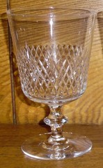 Cut Diamond Crystal Wine Glass Or Goblet – 5 1/4″ – Maker Unknown