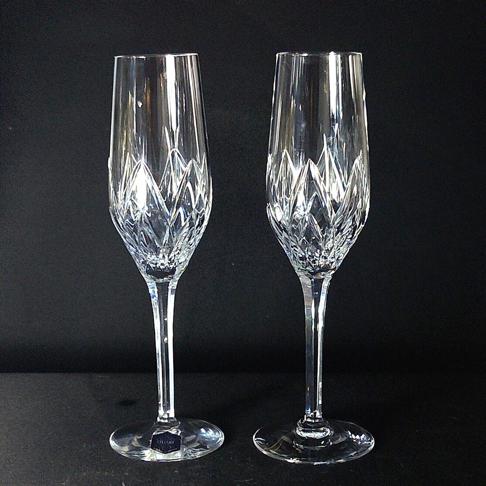 STUART CRYSTAL WOBURN CHAMPAGNE FLUTES, Cut Crystal, 9 1/4″, 8 oz, ENGLAND, 2PCS