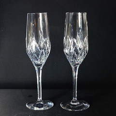STUART CRYSTAL WOBURN CHAMPAGNE FLUTES, Cut Crystal, 9 1/4″, 8 oz, ENGLAND, 2PCS