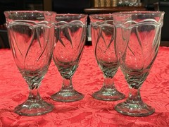 Charming Vintage Noritake Sweet Swirl Light Green Crystal Goblets 4 Set Ex Cond