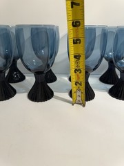 LENOX Crystal BLUEBELL Antique Water Glasses Goblet 5 Dark Blue Tall Tumblers