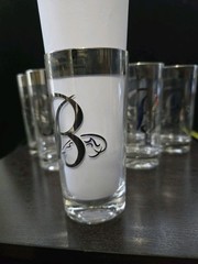 Queens Lusterware Glasses Monogram Letter «B» Set Of 7