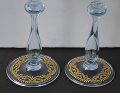 Venetian Salviati Blue Enamel Sabine Mythology Wine Goblets (2)