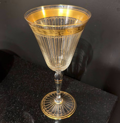 Cellini Italian Crystal Wine Goblet Vintage Replacement 24K Gold Trim Greek Key