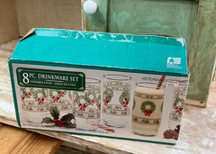 Vintage Victorian Christmas Wreath Glasses Set of 7 Tumblers 16oz Indiana Glass