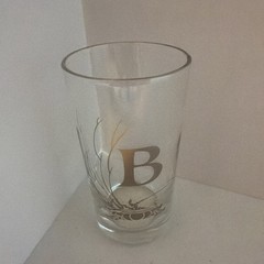 MCM Barware Monogrammed Letter B Platinum Silver Tone Drinking Glass
