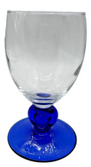 LUMINARC FRANCE COBALT BLUE & Clear WINE GLASSES 4 – 5 ounces 4 3/4 tall