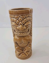 Mai Kai Brown Vintage Tiki Mug Ceramic Tall Tumbler Glass Retro Barware Decor