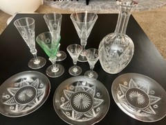 Early 1900’s Val St Lambert Crystal Lot «Berlin» Pattern 8 Sided Star Cut DAMAGE