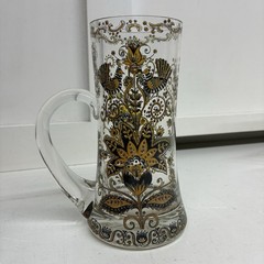 Bohemian Glass Marriage Tankard Black And Gold Detailing