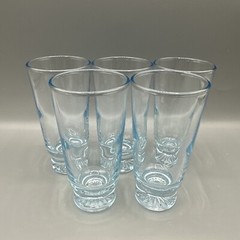 Vintage Dux Detergent Premium Light Blue Juice Glasses Set of 5 Promo 4.25″ MCM