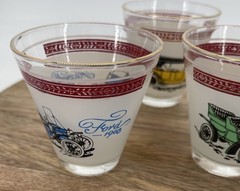 Vintage Hazel-Atlas Shot Glasses Antique Car Designs-Set Of 5