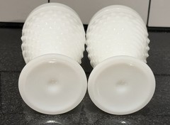 Fenton White Milk Glass Vintage Lot 2 Hobnail Footed Goblets Glasses 4×6 MCM