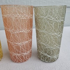 Colour Craft Spaghetti String 12oz Drinking Tumbler Glass Set of 6 VTG 1950s MCM