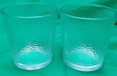 2 Vintage Libbey Glass Pebbled Textured clear Old Fashioned Tumbler Low Ball MCM