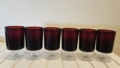Vintage Luminarc Arcoroc Cavalier Ruby Red Wine Glasses Set 6 France