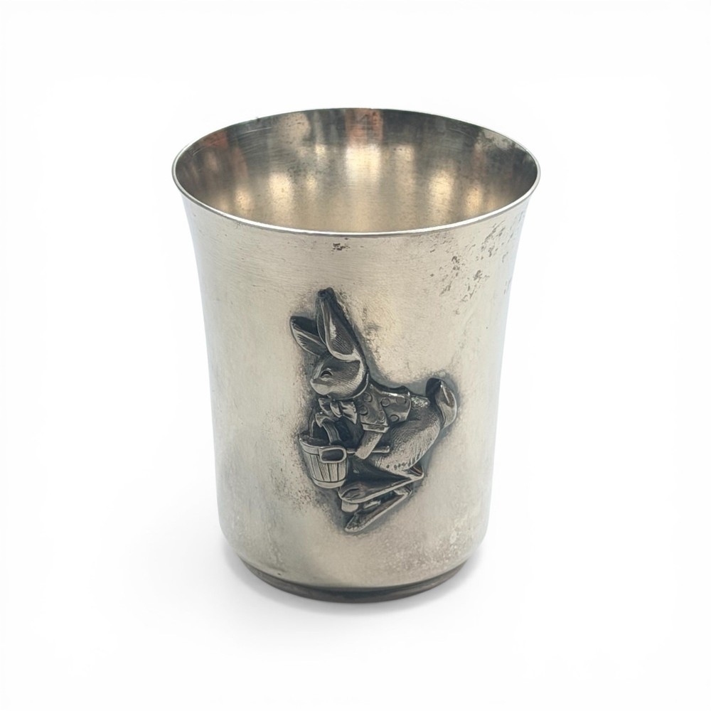 Vintage Napier Silverplate Bunny Rabbit Childs Cup 6 Oz Easter Nursery Cup
