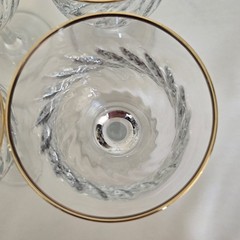 6 CRYSTAL CLEAR INDUSTRIES REGENT GOLD OPTIC GLASS WINE WATER GLASSES HOLIDAY