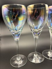 Bohemia Iridescent Crystal White Wine Glasses Long Stem – Set of 5