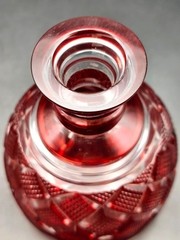 Restored Satsuma Kiriko Red Sake Set Used Japan